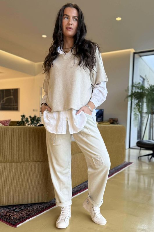 Anine Soft Touch Patch Jogger Washed Stone 